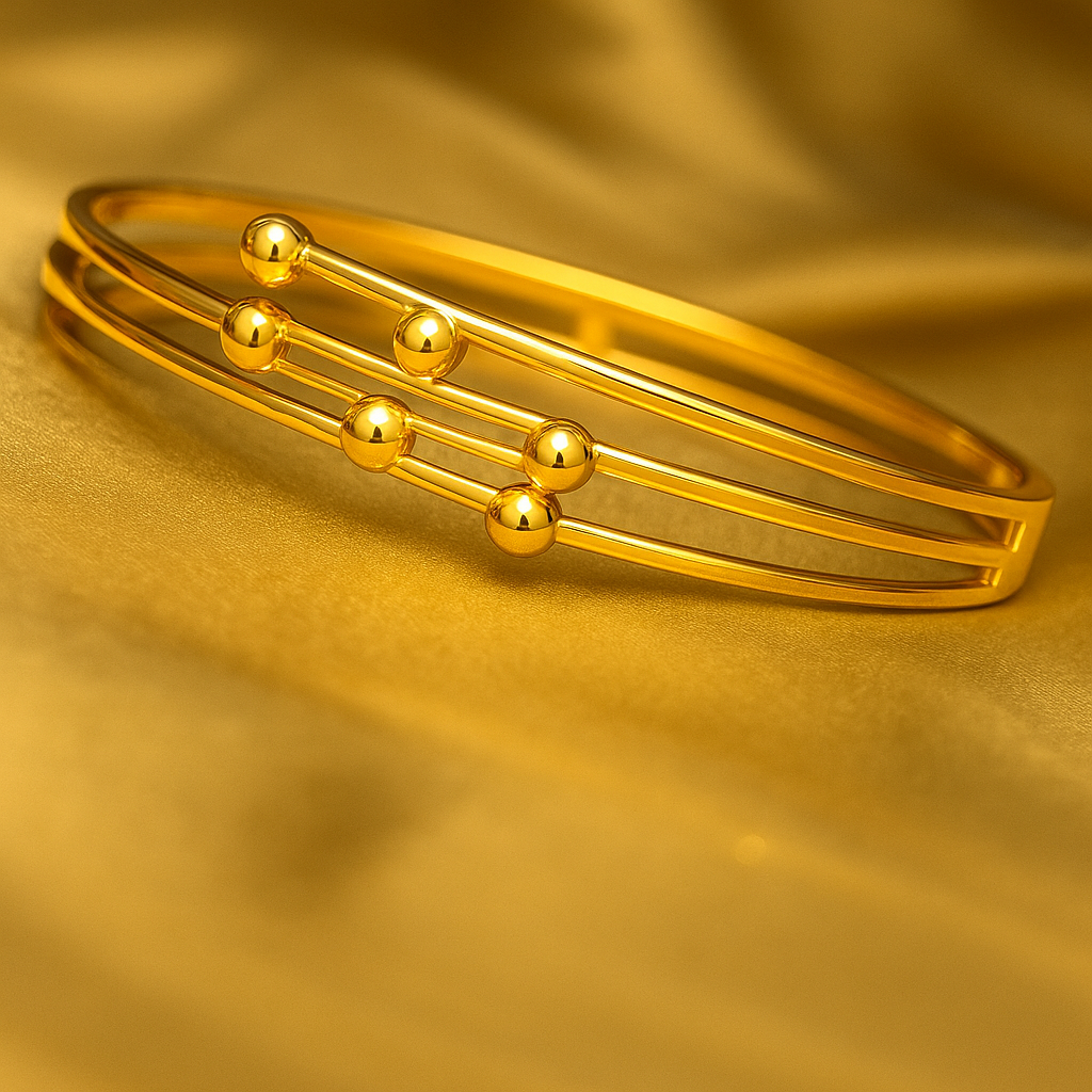 Golden Orbit Triple-Layered Bracelet