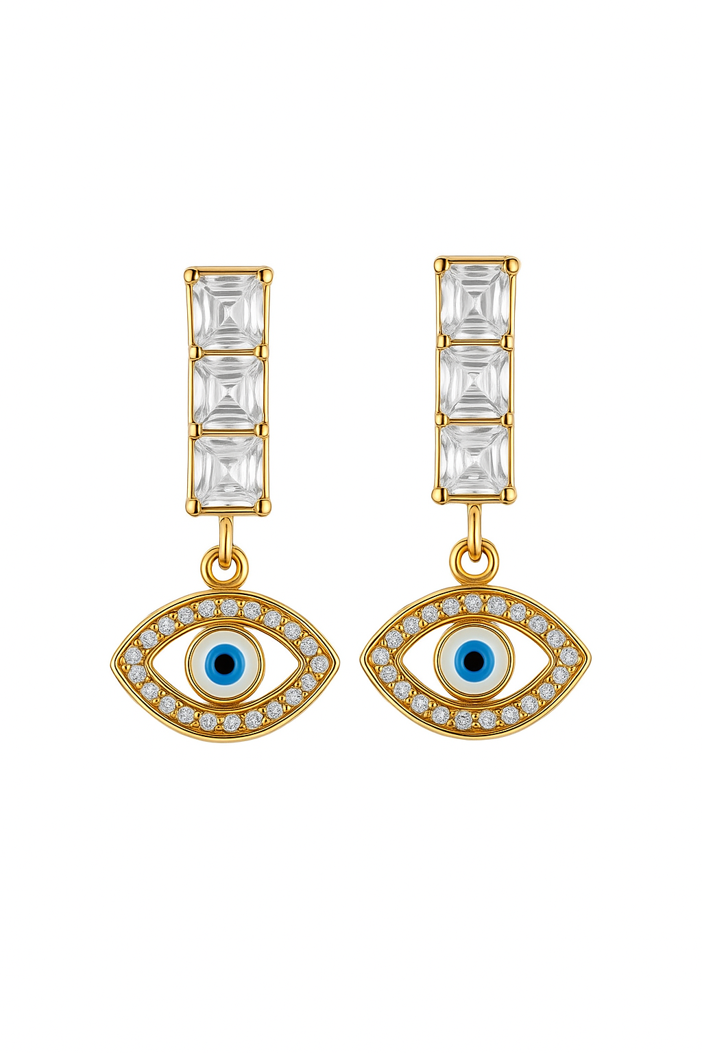 Evil Eye Earrings | CZ Stone Dangle Drop