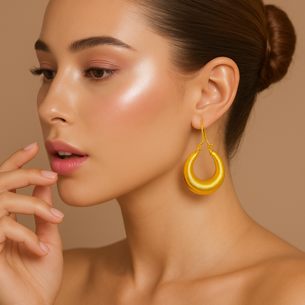 Gold Crescent Hoop Earrings