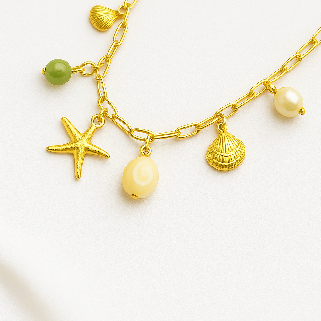 Starfish Sea Shell Pearl Necklace