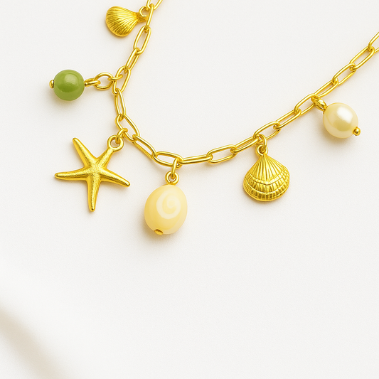 Starfish Sea Shell Pearl Necklace
