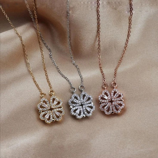 2-in-1 Clover Heart Magnetic Necklace