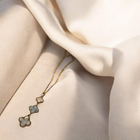 Rosette Rise Rose Gold Clover Necklace for Women