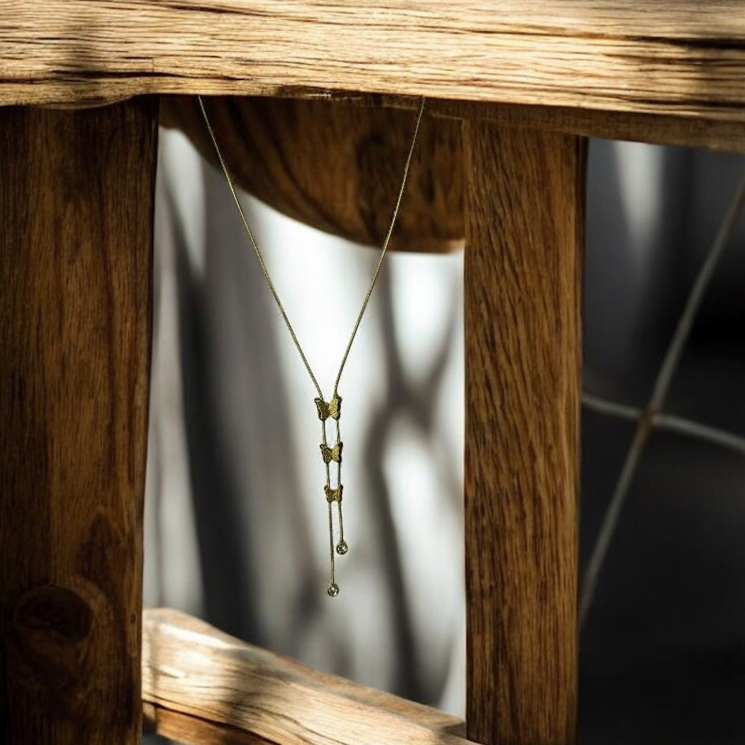 Butterfly Long Chain Gold Necklace