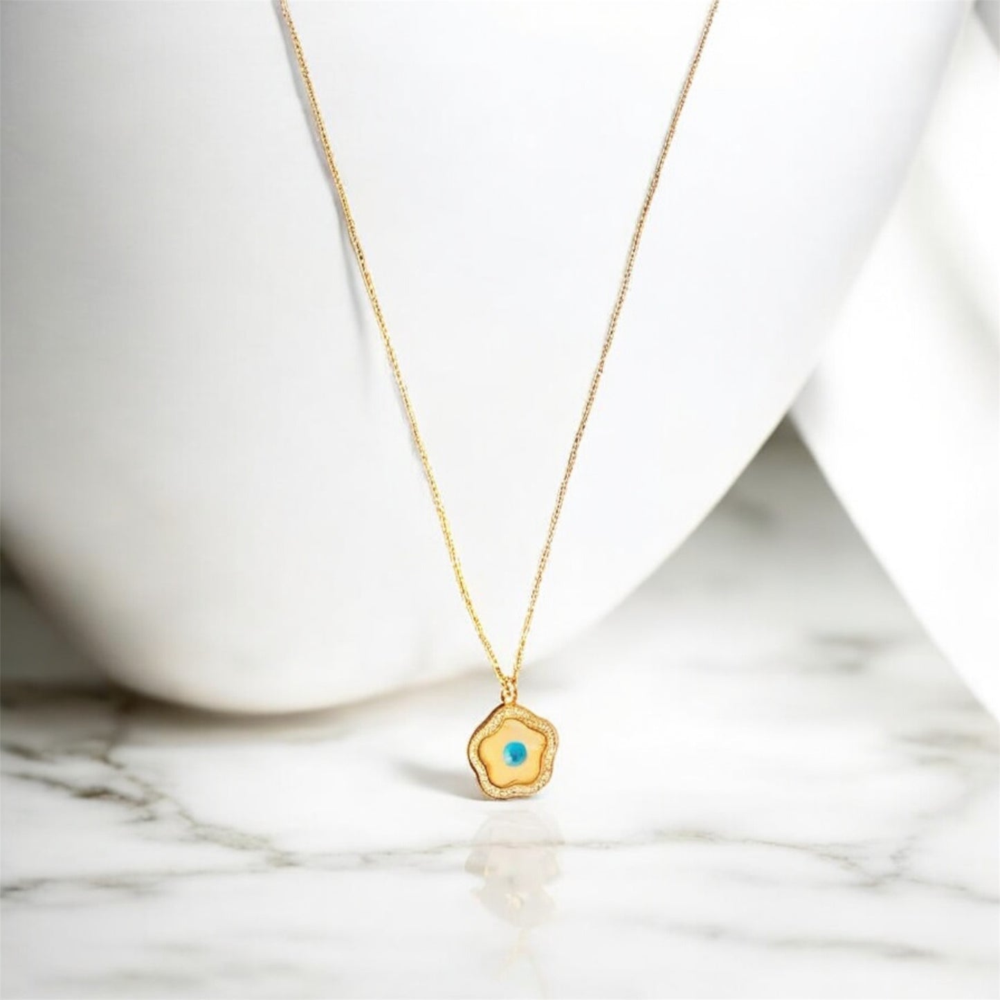 Evil Eye Flower Necklace