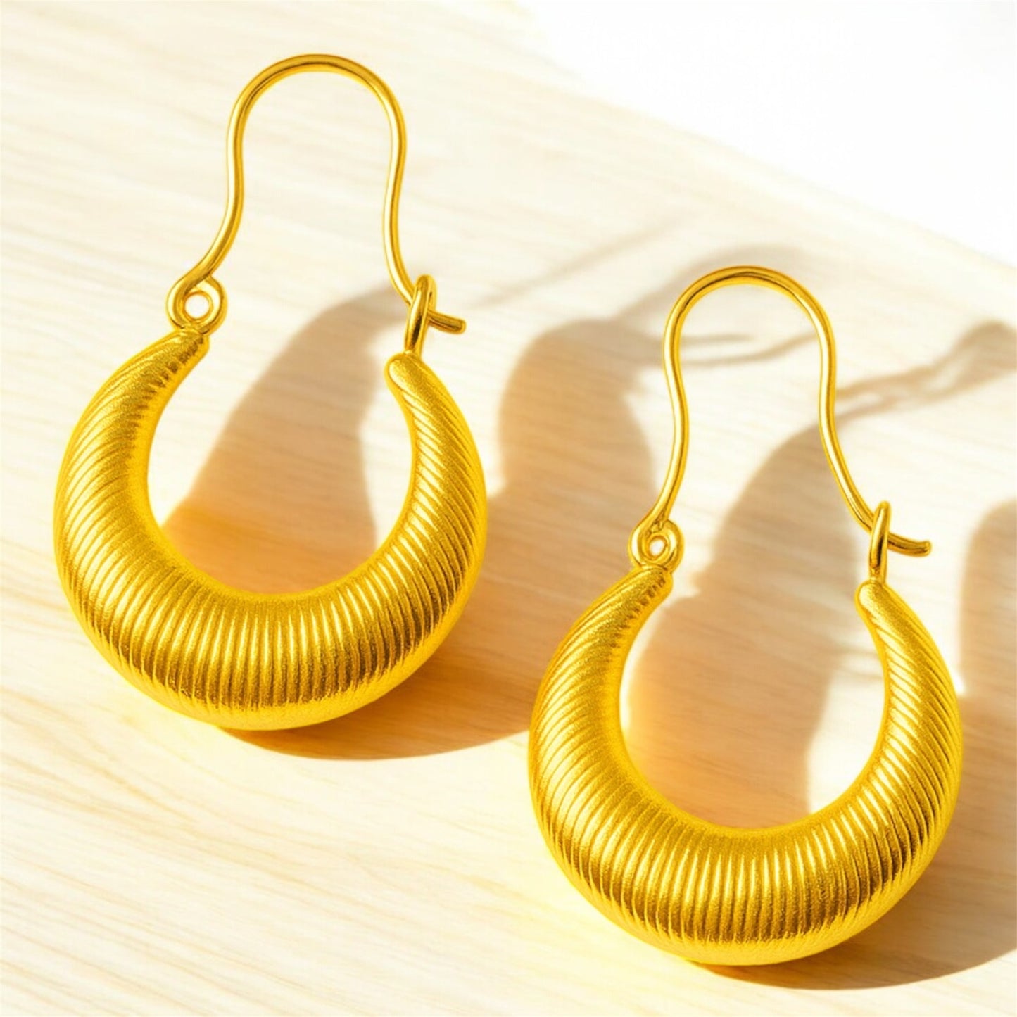 Gold Crescent Hoop Earrings