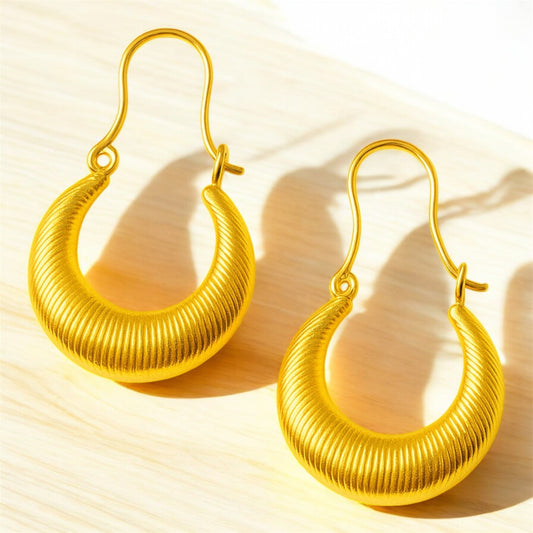 Gold Crescent Hoop Earrings