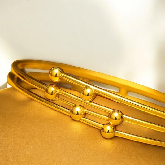 Golden Orbit Triple-Layered Bracelet