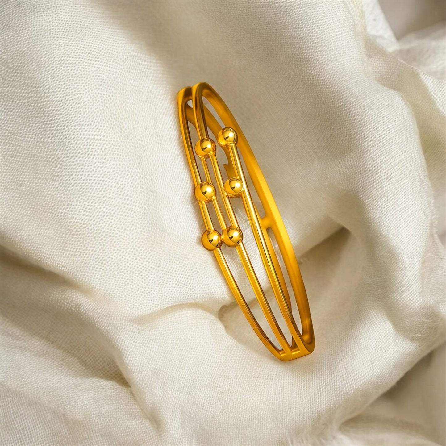 Golden Orbit Triple-Layered Bracelet