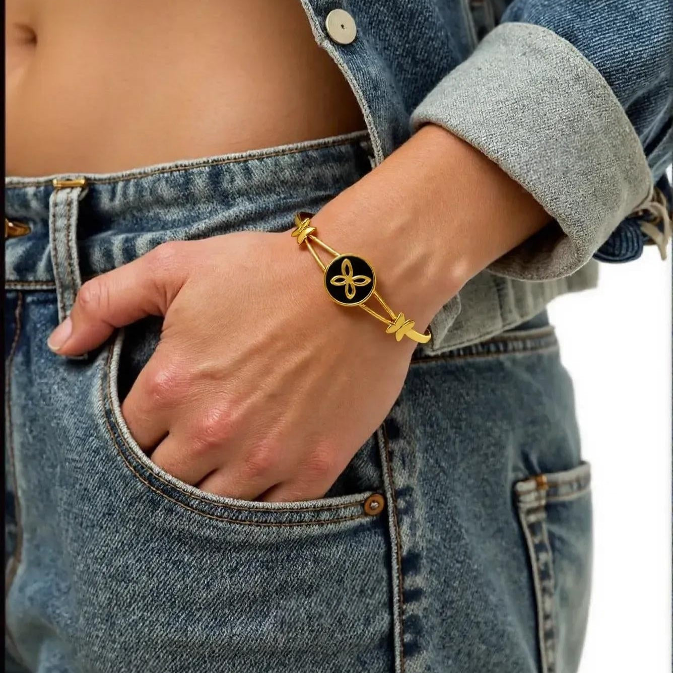 Golden Elegance Butterfly Bangle